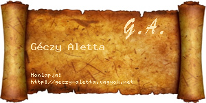 Géczy Aletta névjegykártya